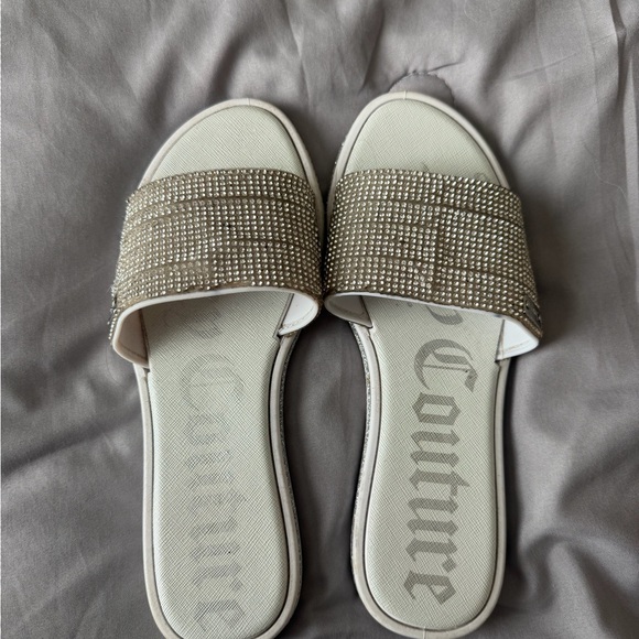 Juicy Couture Shoes - Juicy Couture silver Slide Sandals